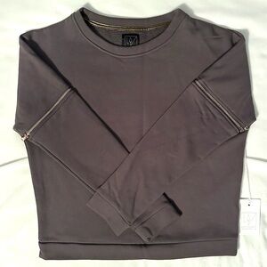 Lime & Vine Cropped Zipper Sleeve Sweatshirt Womens S Gray/Rose Gold NWT